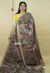 Onion Pink - Roopa  - Premium Tussar Silk with Kalamkari Depiction